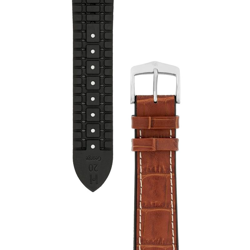 Hirsch GEORGE Alligator Embossed Performance Watch Strap in GOLD BROWN