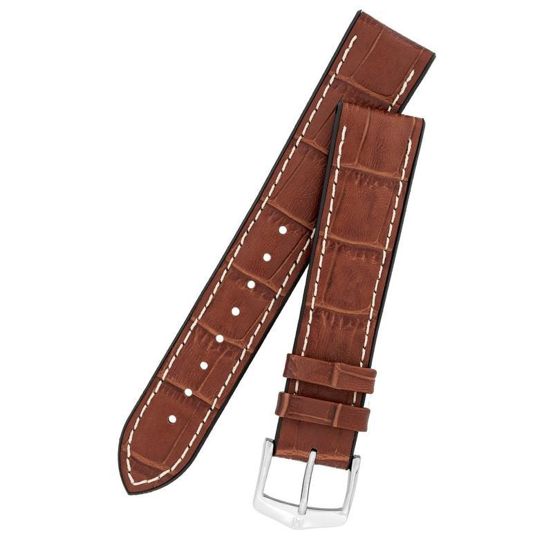 Hirsch GEORGE Alligator Embossed Performance Watch Strap in GOLD BROWN