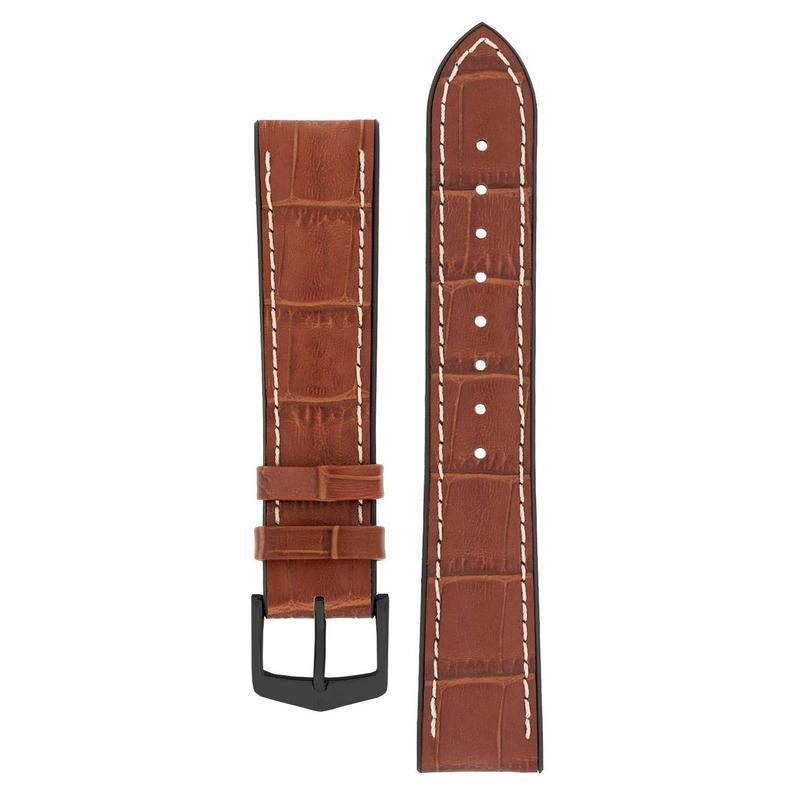 Hirsch GEORGE Alligator Embossed Performance Watch Strap in GOLD BROWN