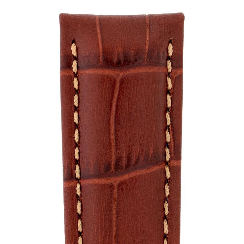 Hirsch GRAND DUKE Water-Resistant Alligator Embossed Sport Watch Strap in GOLD BROWN