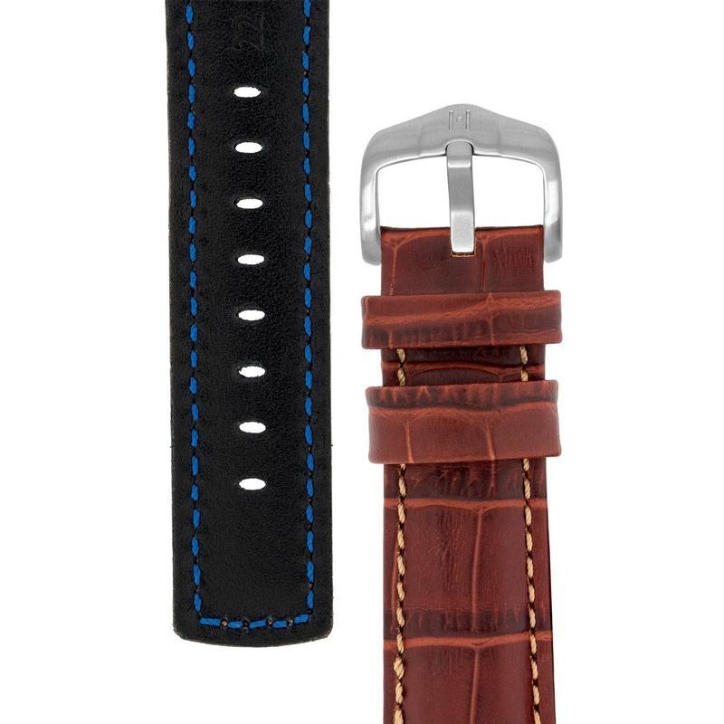 Hirsch GRAND DUKE Water-Resistant Alligator Embossed Sport Watch Strap in GOLD BROWN