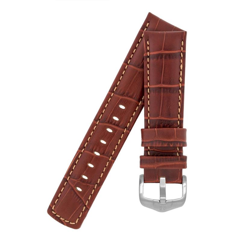Hirsch GRAND DUKE Water-Resistant Alligator Embossed Sport Watch Strap in GOLD BROWN