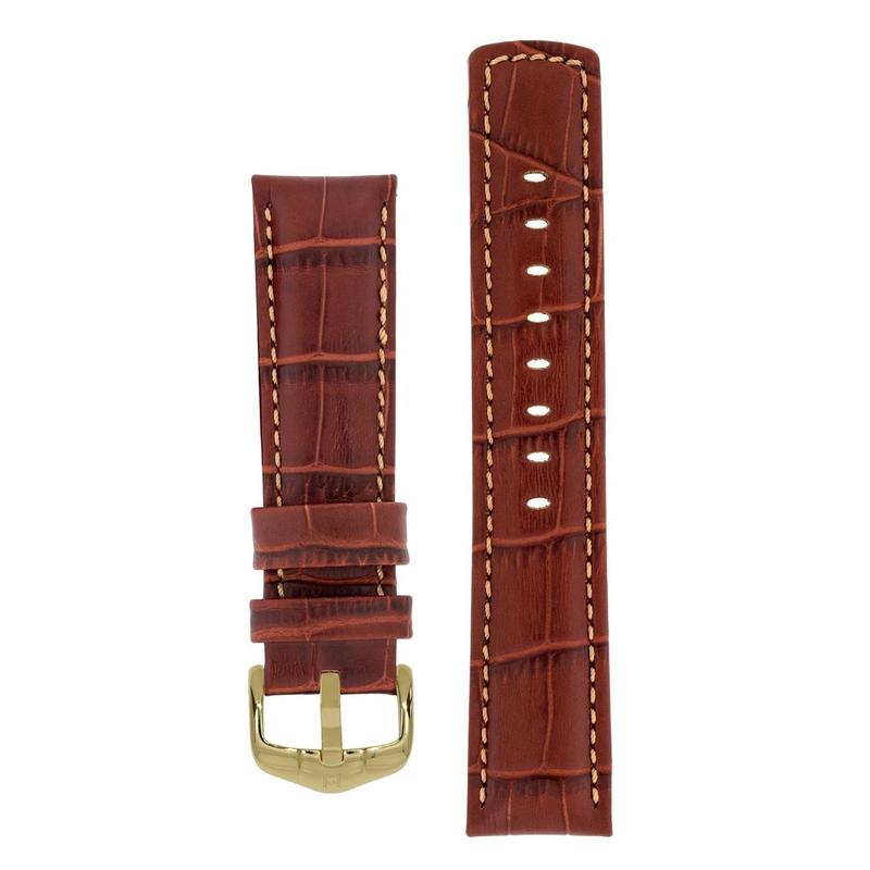 Hirsch GRAND DUKE Water-Resistant Alligator Embossed Sport Watch Strap in GOLD BROWN