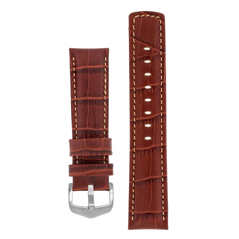 Hirsch GRAND DUKE Water-Resistant Alligator Embossed Sport Watch Strap in GOLD BROWN