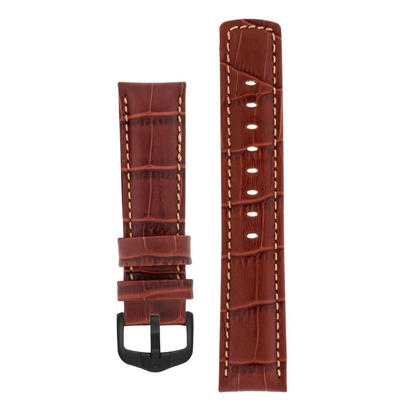 Hirsch GRAND DUKE Water-Resistant Alligator Embossed Sport Watch Strap in GOLD BROWN