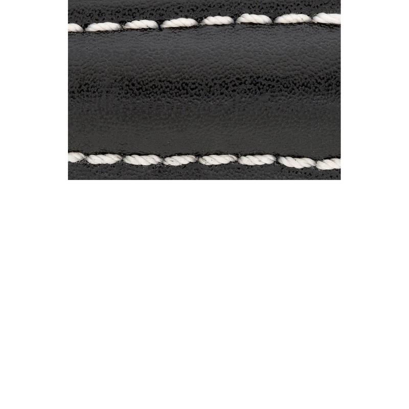 Hirsch HEAVY CALF Water-Resistant Calf Leather Watch Strap in BLACK / WHITE