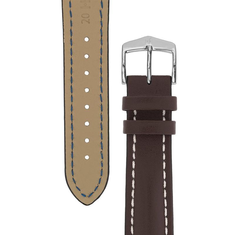 Hirsch HEAVY CALF Water-Resistant Calf Leather Watch Strap in BROWN