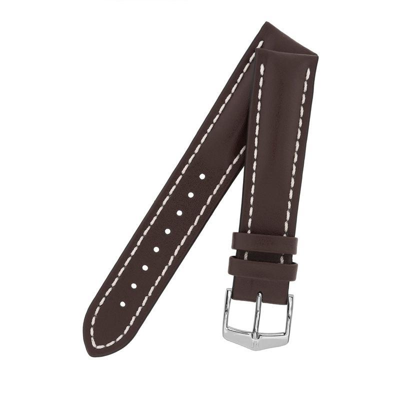 Hirsch HEAVY CALF Water-Resistant Calf Leather Watch Strap in BROWN