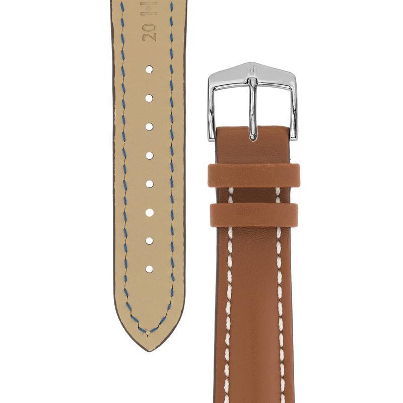 Hirsch HEAVY CALF Water-Resistant Calf Leather Watch Strap in GOLD BROWN