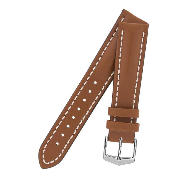 Hirsch HEAVY CALF Water-Resistant Calf Leather Watch Strap in GOLD BROWN