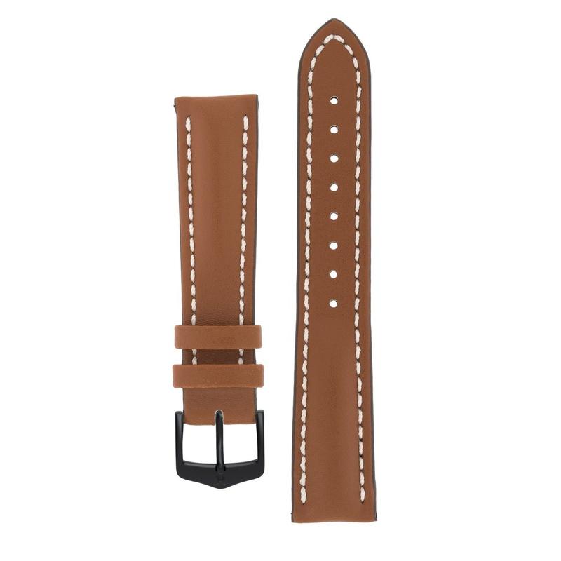 Hirsch HEAVY CALF Water-Resistant Calf Leather Watch Strap in GOLD BROWN