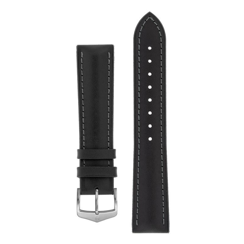 Hirsch JAMES Calf Leather Performance Watch Strap in BLACK