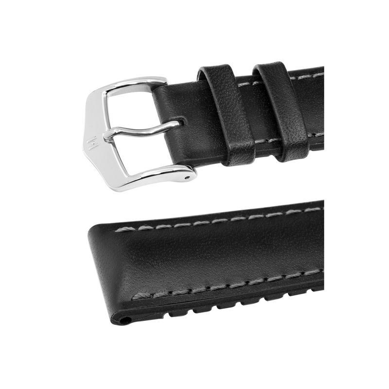 Hirsch JAMES Calf Leather Performance Watch Strap in BLACK