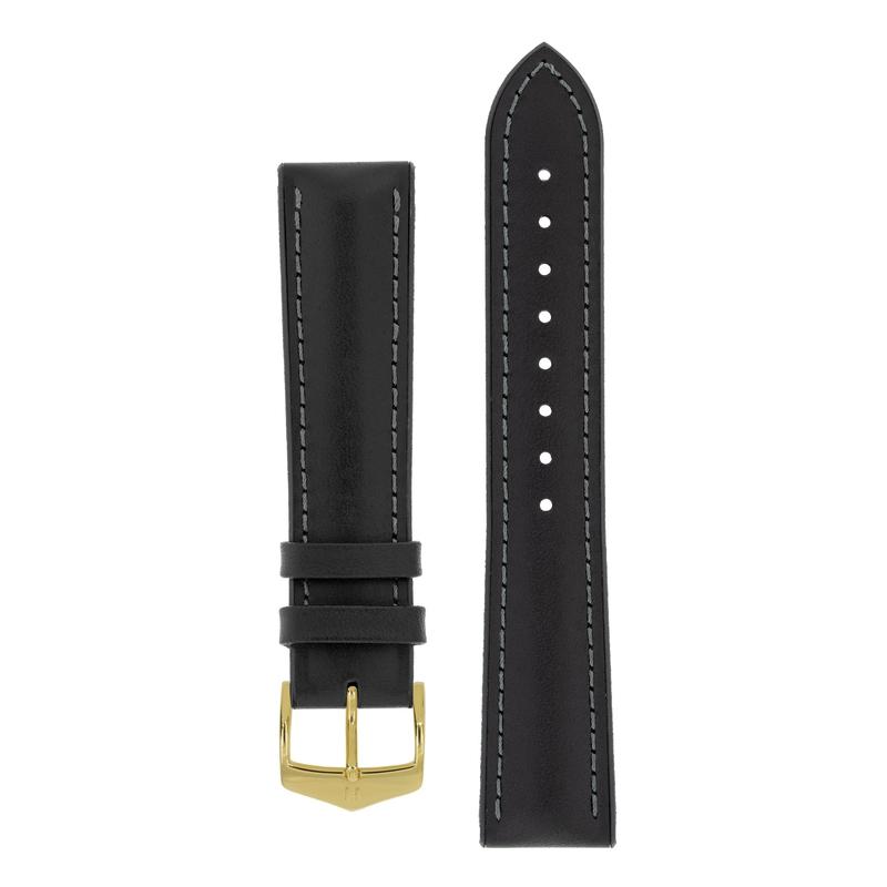 Hirsch JAMES Calf Leather Performance Watch Strap in BLACK