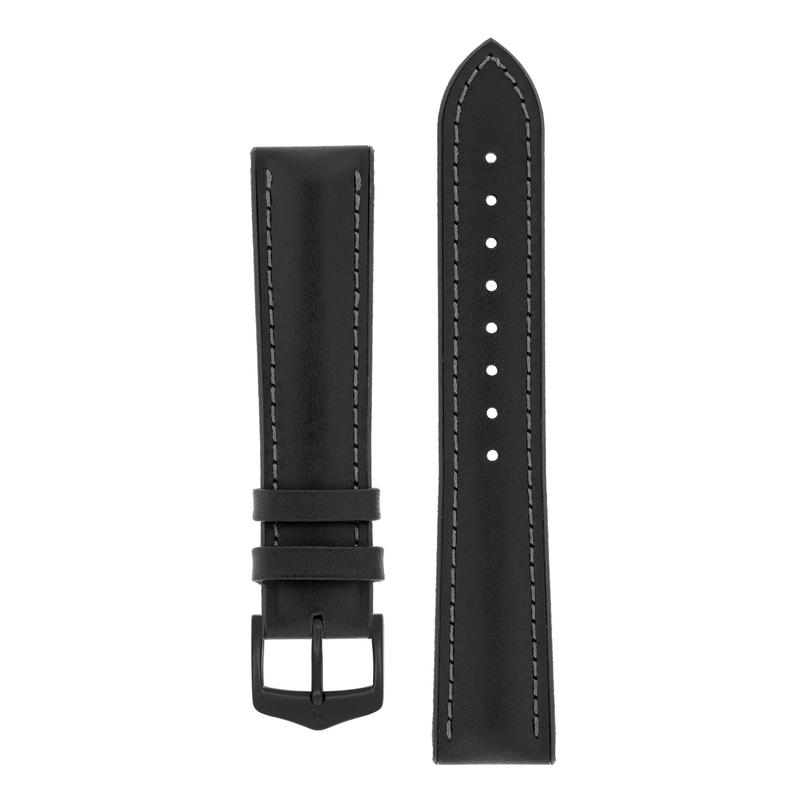 Hirsch JAMES Calf Leather Performance Watch Strap in BLACK