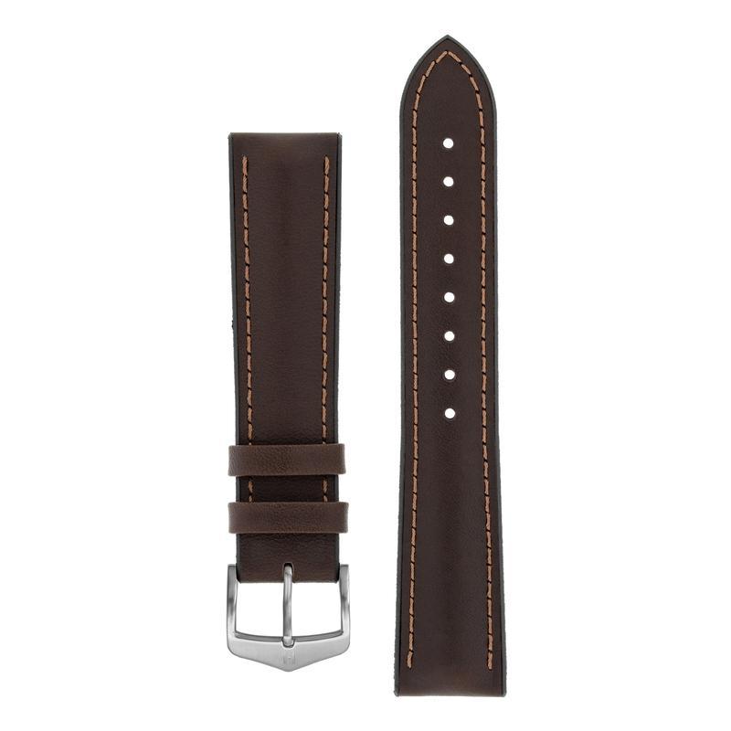 Hirsch JAMES Calf Leather Performance Watch Strap in BROWN