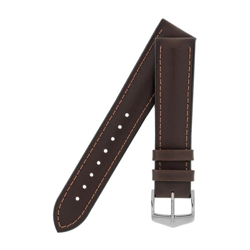 Hirsch JAMES Calf Leather Performance Watch Strap in BROWN