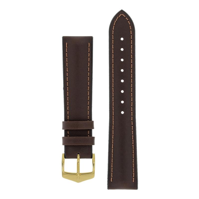 Hirsch JAMES Calf Leather Performance Watch Strap in BROWN