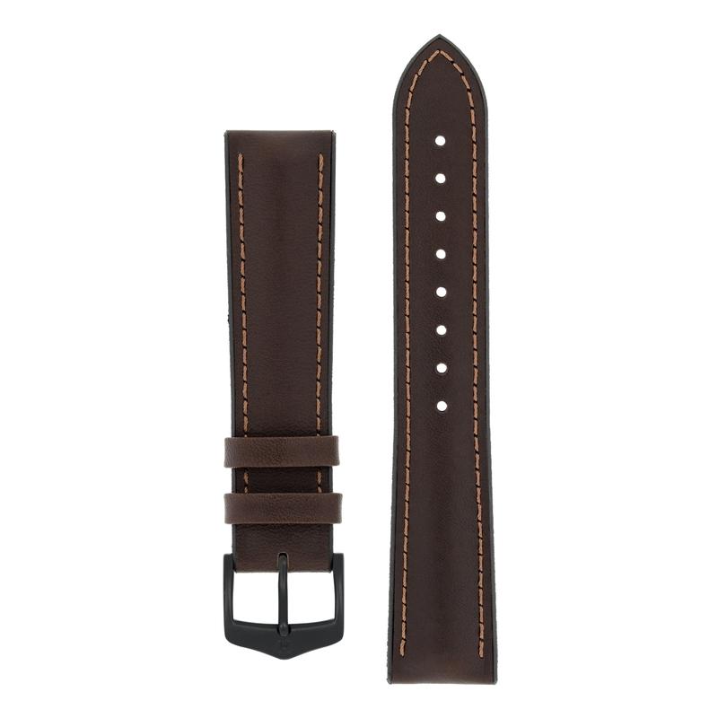 Hirsch JAMES Calf Leather Performance Watch Strap in BROWN