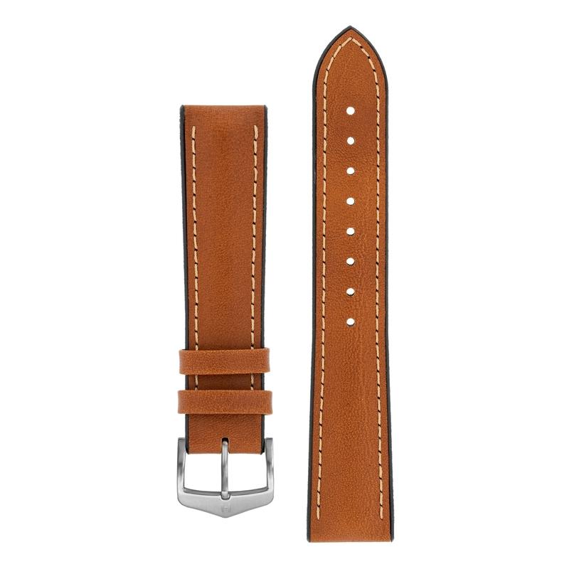 Hirsch JAMES Calf Leather Performance Watch Strap in GOLD BROWN