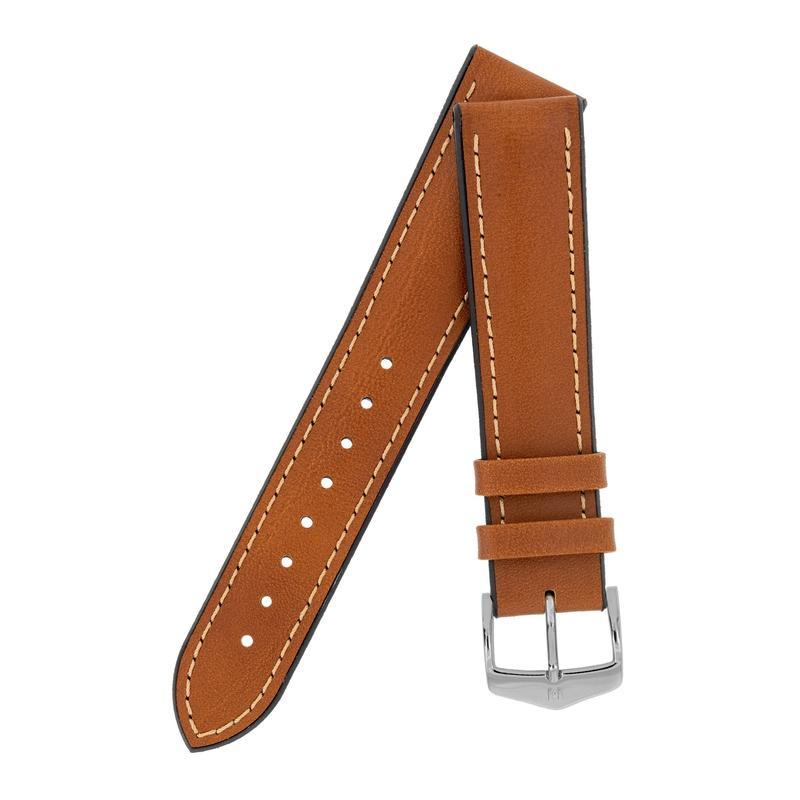 Hirsch JAMES Calf Leather Performance Watch Strap in GOLD BROWN