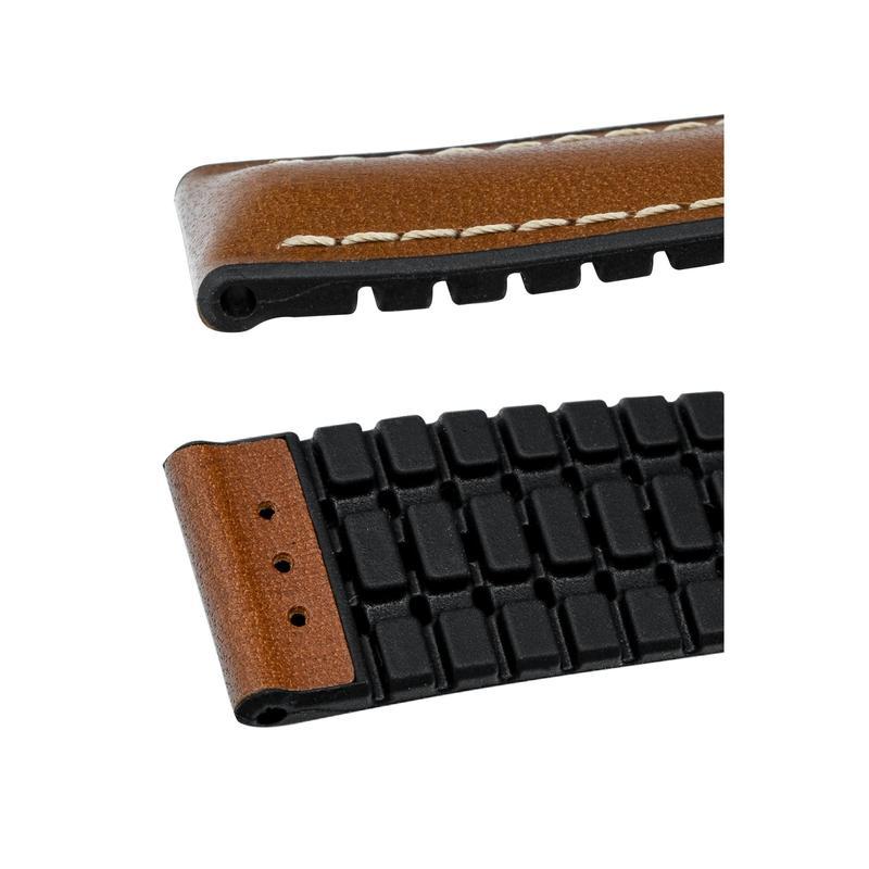 Hirsch JAMES Calf Leather Performance Watch Strap in GOLD BROWN