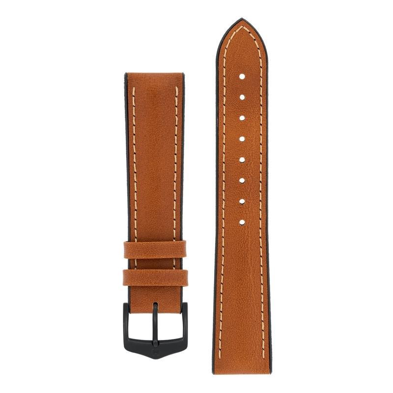 Hirsch JAMES Calf Leather Performance Watch Strap in GOLD BROWN