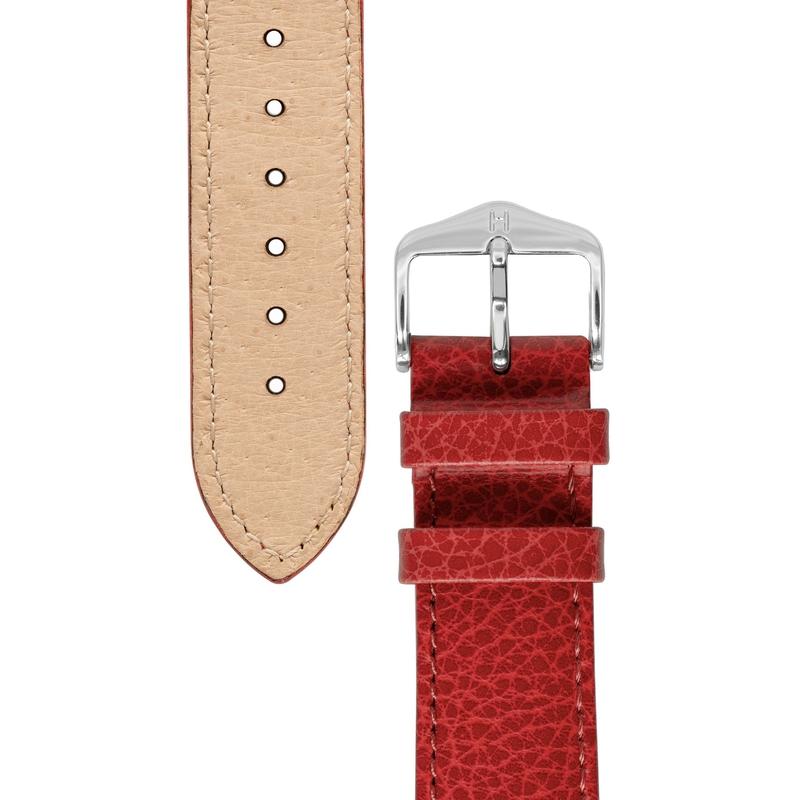 Hirsch KANSAS Buffalo Embossed Calf Leather in RED with Red Stitch