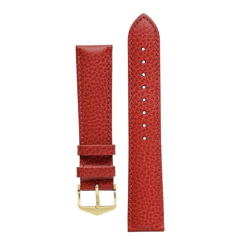 Hirsch KANSAS Buffalo Embossed Calf Leather in RED with Red Stitch