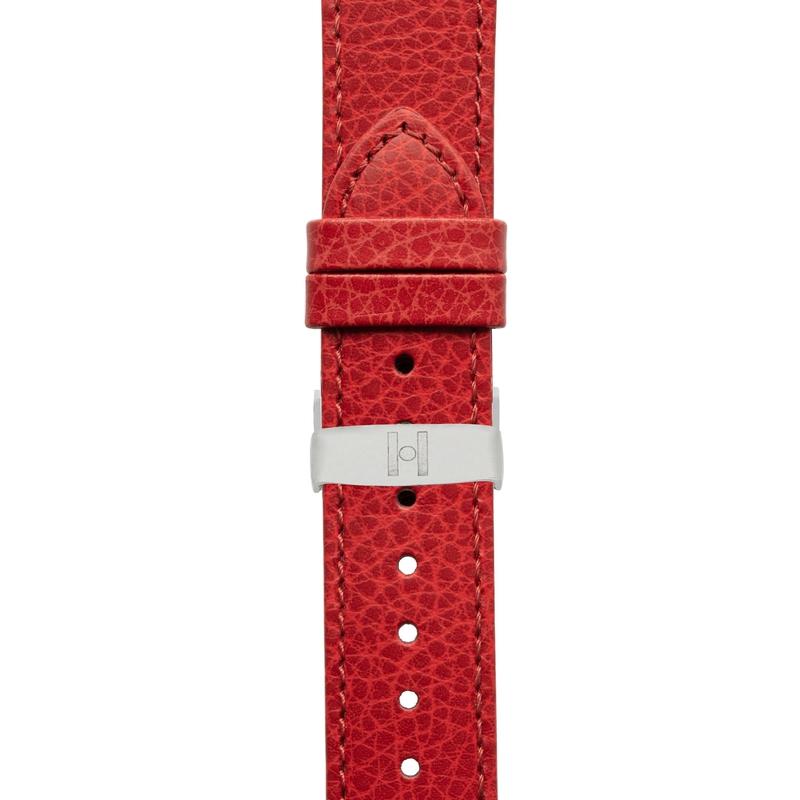 Hirsch KANSAS Buffalo Embossed Calf Leather in RED with Red Stitch