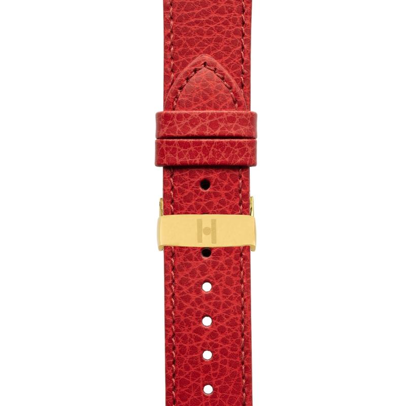 Hirsch KANSAS Buffalo Embossed Calf Leather in RED with Red Stitch