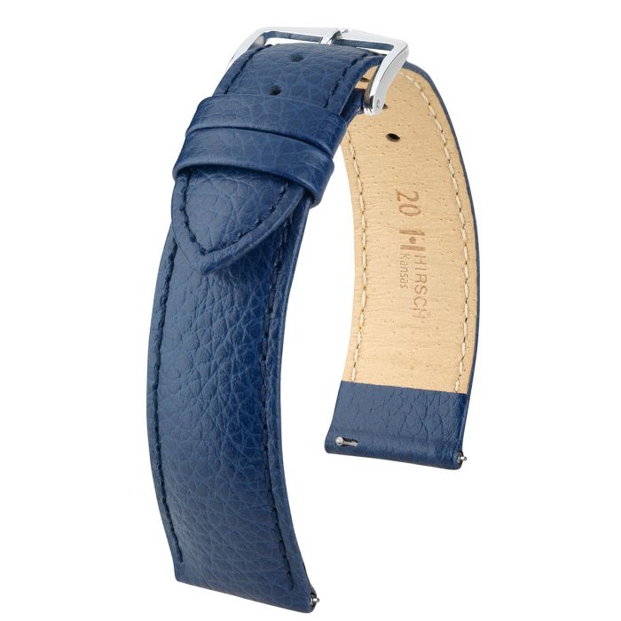 Hirsch KANSAS Calf Watch Strap in BLUE
