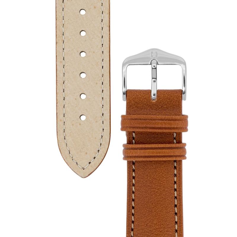 Hirsch KENT Textured Natural Leather Watch Strap in GOLD BROWN