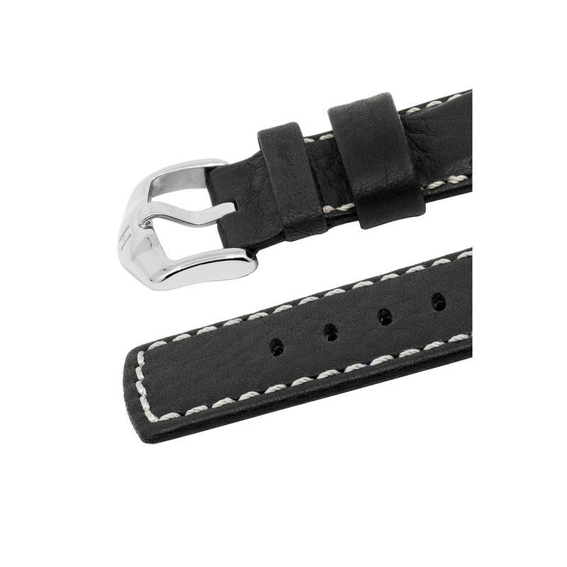 Hirsch MARINER Water-Resistant Leather Watch Strap in BLACK