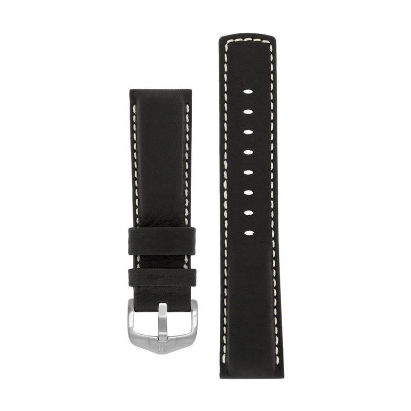 Hirsch MARINER Water-Resistant Leather Watch Strap in BLACK