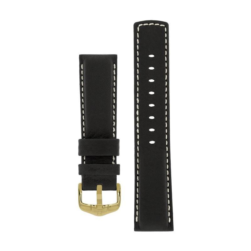 Hirsch MARINER Water-Resistant Leather Watch Strap in BLACK