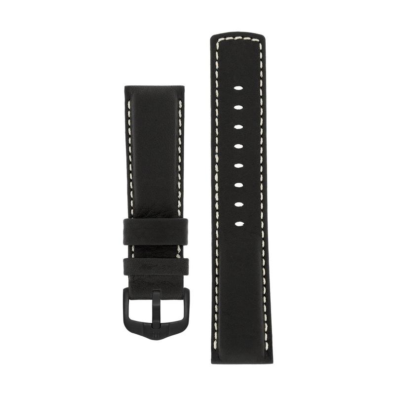 Hirsch MARINER Water-Resistant Leather Watch Strap in BLACK