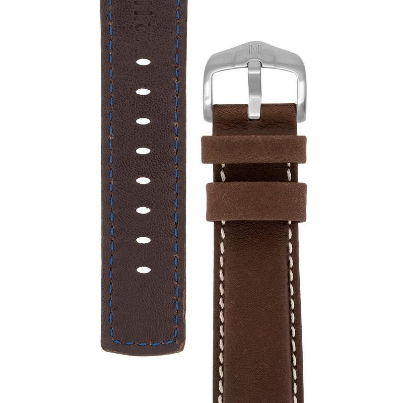 Hirsch MARINER Water-Resistant Leather Watch Strap in BROWN