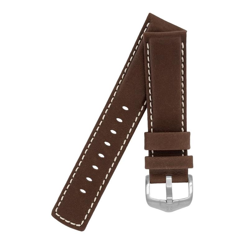 Hirsch MARINER Water-Resistant Leather Watch Strap in BROWN