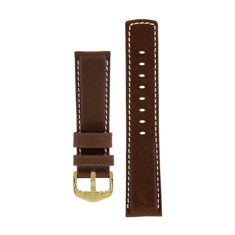 Hirsch MARINER Water-Resistant Leather Watch Strap in BROWN