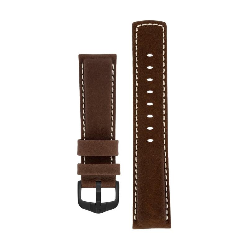 Hirsch MARINER Water-Resistant Leather Watch Strap in BROWN