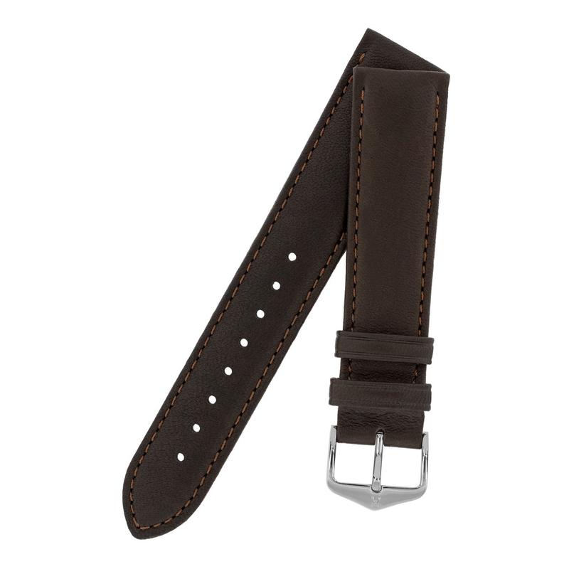 Hirsch MERINO Nappa Leather Watch Strap in BROWN