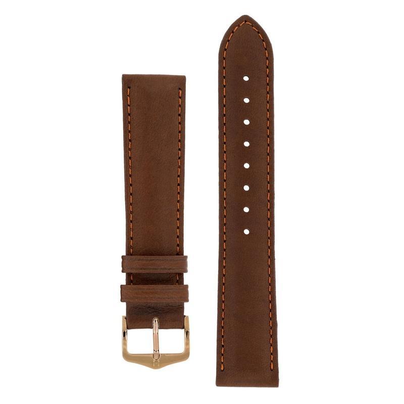 Hirsch MERINO Nappa Leather Watch Strap in GOLD BROWN