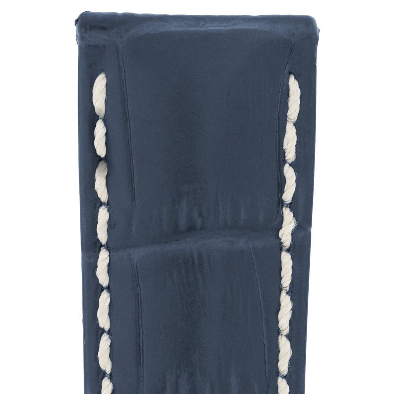 Hirsch MODENA Alligator Embossed Leather Watch Strap in BLUE