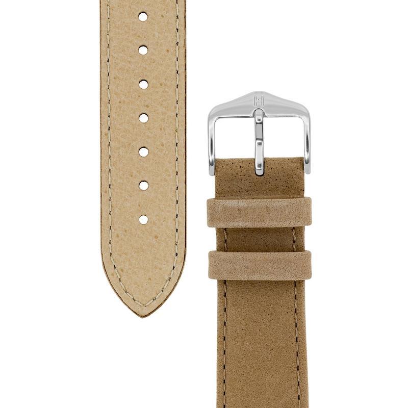 Hirsch OSIRIS Calf Leather with Nubuck Effect Watch Strap in BEIGE