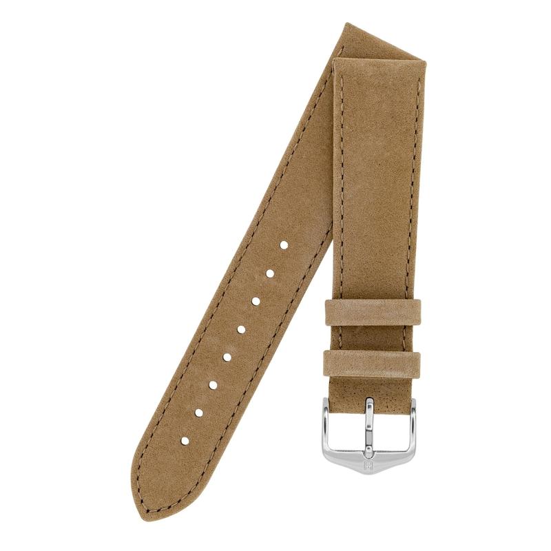 Hirsch OSIRIS Calf Leather with Nubuck Effect Watch Strap in BEIGE
