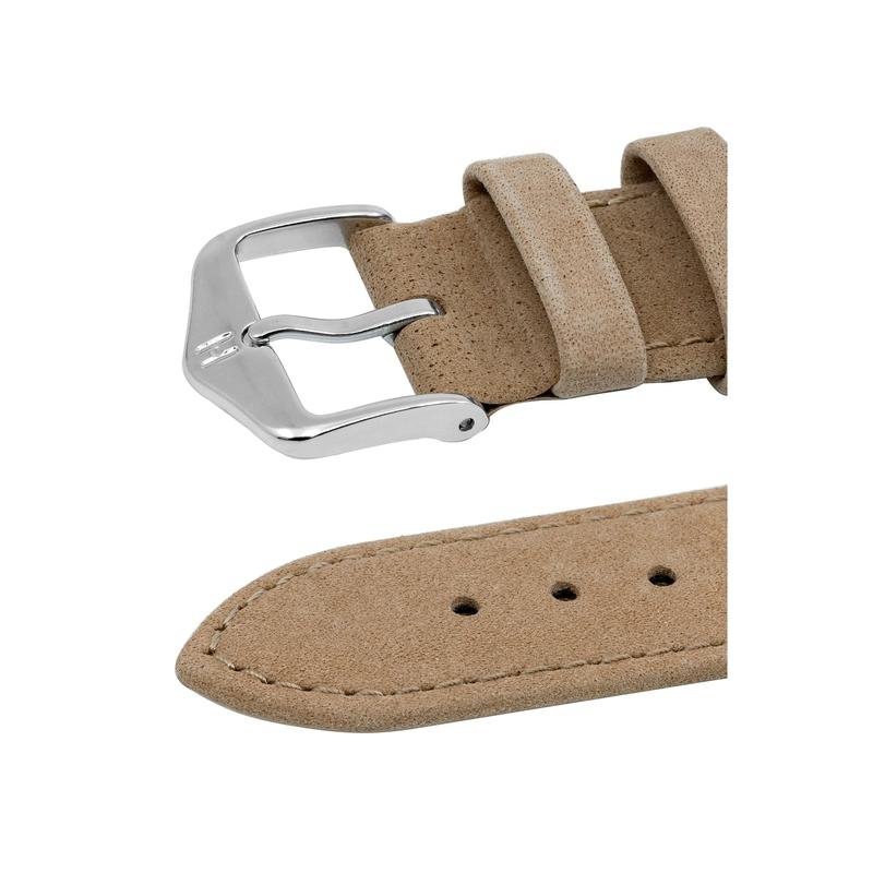 Hirsch OSIRIS Calf Leather with Nubuck Effect Watch Strap in BEIGE
