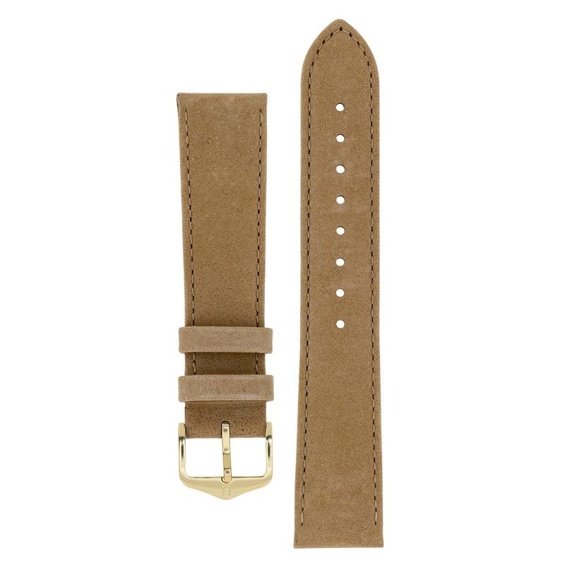 Hirsch OSIRIS Calf Leather with Nubuck Effect Watch Strap in BEIGE
