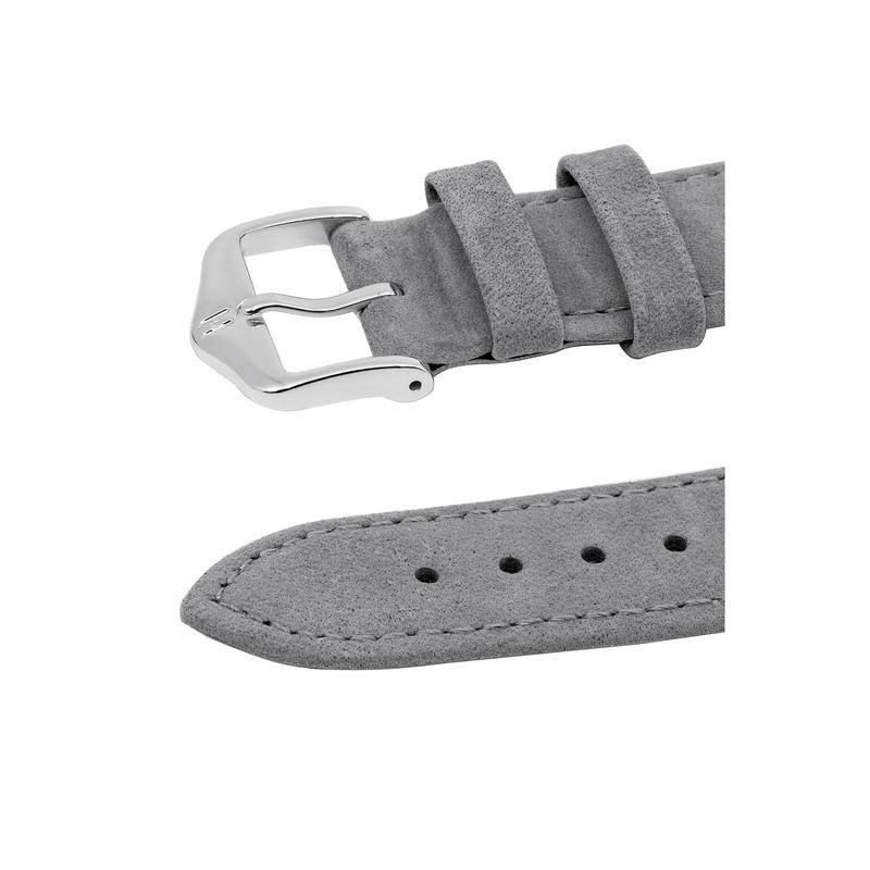 Hirsch OSIRIS Calf Leather with Nubuck Effect Watch Strap in GREY