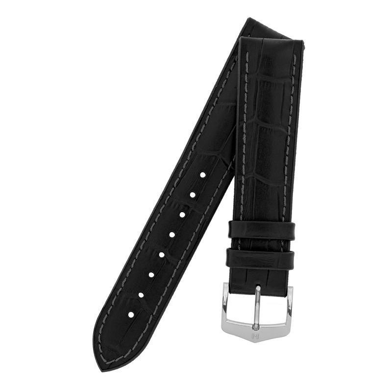 Hirsch PAUL Alligator Embossed Performance Watch Strap in BLACK